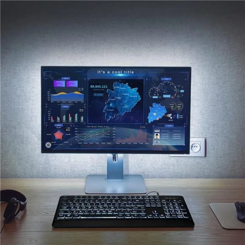 Large Print Backlit Keyboard USB Wired Computer Keyboard Full Size Keyboard